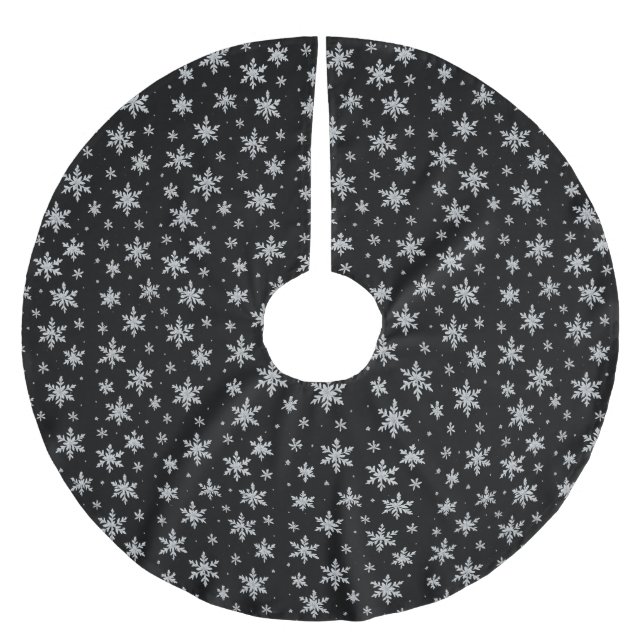 Elegant Silver Snöflinga | Vinterhelg  Julgransmatta Borstad Polyester (Framsidan)