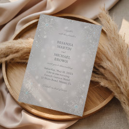 Elegant silver snöflinga vinterskrud inbjudningar