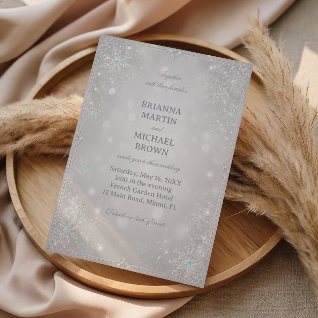 Elegant silver snöflinga vinterskrud inbjudningar (Skapare uppladdad)