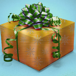 Elegant silver snöflingor helgdagar vid jul guld presentpapper