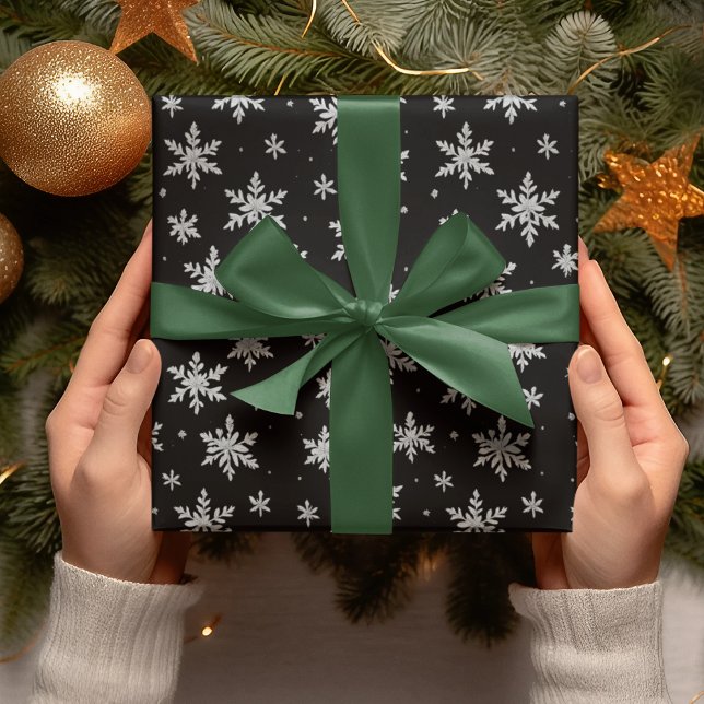 Elegant Silver Snowflake | Winter Helgdag Presentpapper (Skapare uppladdad)