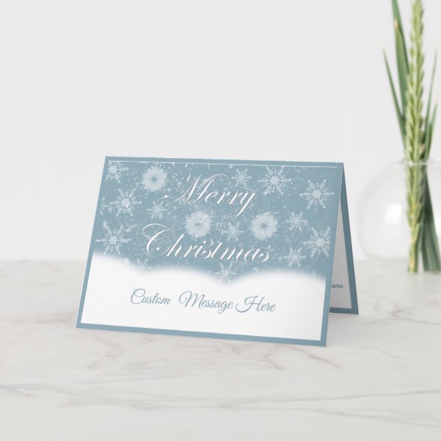 Elegant Silver Snowflakes Merry Christmas Quote Kort (Framsida)