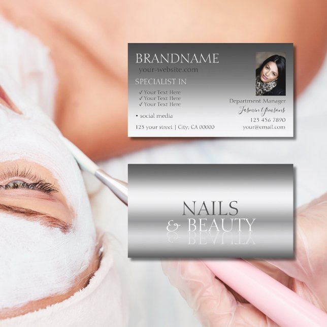 Elegant Silver Snyggt Spegel Teckensnitt Chic med  Visitkort (Skapare uppladdad)