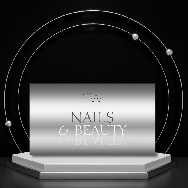 Elegant Silver Snyggt Spegel teckensnitt med Monog Visitkort (Skapare uppladdad)