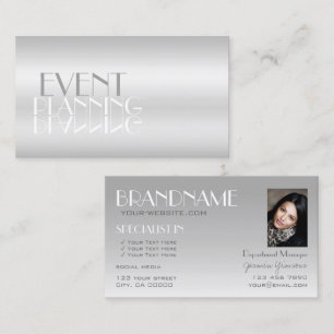 Elegant Silver Spegel Brev med foto Modern Visitkort