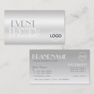 Elegant Silver Spegel Brev med Logotyp Modern Visitkort
