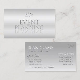 Elegant Silver Spegel teckensnitt med Monogram Sny Visitkort