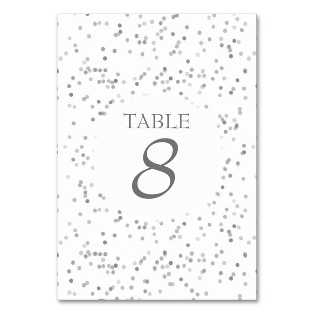 Elegant Silver Stardust Confetti Bordsnummer (Baksidan)