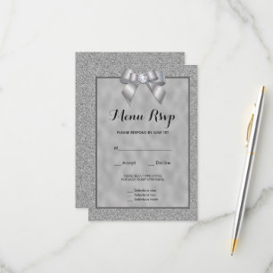 Elegant Silver & Stilsamt Glitter Meny RSVP