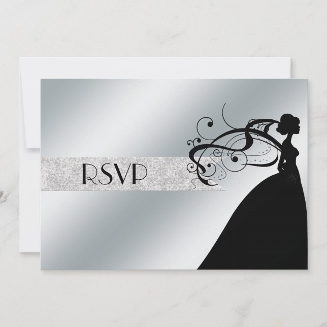 Elegant Silver Svar Inbjudningar (Framsida)