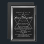 Elegant silver svart formell Bar Mitzvah Magnetisk Inbjudningskort<br><div class="desc">Denna eleganta silver- och svarta Bar Mitzvah-fest magnetiska inbjudan har elegant typografi över en grå Davidstjärna för en judisk pojke som kallas till Toran. Modern,  minimalistisk och cool design för en tonåring.</div>