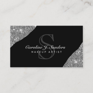 Elegant silver svart monogramsmakare visitkort