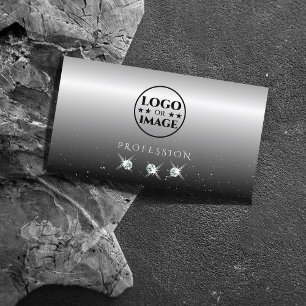 Elegant Silver Svart mousserande diamanter med Log Visitkort