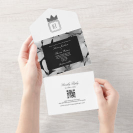 Elegant Silver Svart och Vitt Monogram Bröllop