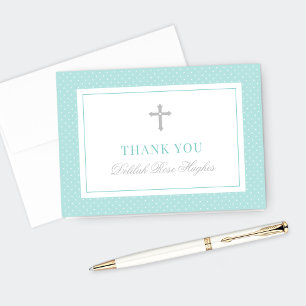 Elegant Silver Teal Girl First Communion Tack Kort
