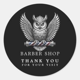 Elegant Silver Uggle Barber Shop Logotyp Frisör Runt Klistermärke