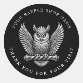 Elegant Silver Uggle Barber Shop Logotyp Frisör Runt Klistermärke