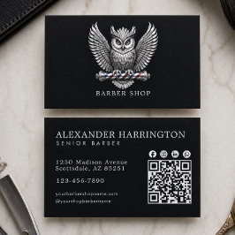 Elegant Silver Uggle Barber Shop Qr Code Hår Pro Visitkort
