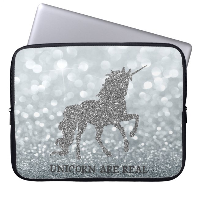 Elegant Silver Unicorn , Bokeh Laptop Fodral (Framsidan)