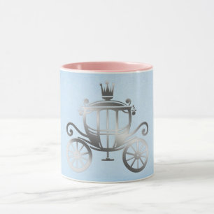 Elegant silver vagn blå sagobok prinsessa mugg