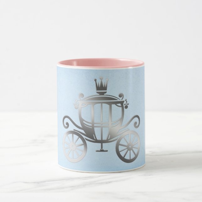 Elegant silver vagn blå sagobok prinsessa mugg (Center)