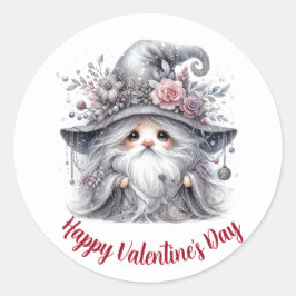 Elegant silver Valentindagen gnome Runt Klistermärke