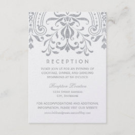 Elegant silver vintage glamour vigselmottagning tilläggskort