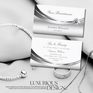 Elegant Silver vit med Snyggten Sparkly Diamond Visitkort