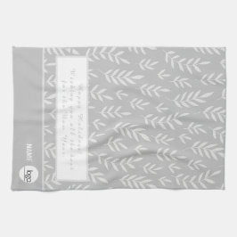 ELEGANT SILVER VITE LEAFY FOLIAGE HELGDAGARS LOGOT KÖKSHANDDUK