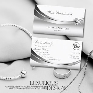 Elegant Silver White med Logotyp och Gnistra Diamo Visitkort
