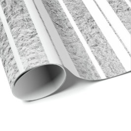 Elegant Silver White Stripe-Helgdag Presentpapper