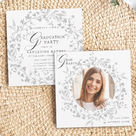 Elegant Silver Wildblomen WAN Studenten Inbjudningar