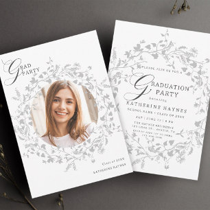 Elegant Silver Wildblomen WAN Studenten Inbjudningar