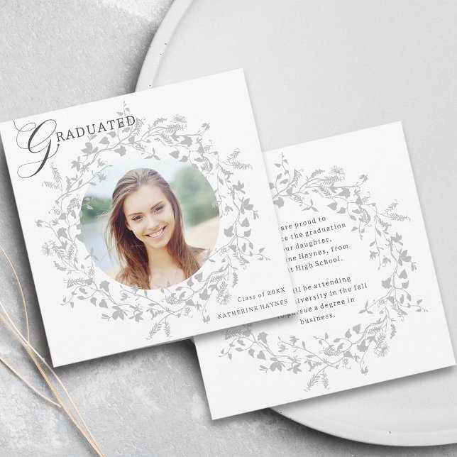Elegant Silver Wildblomen WAN Studenten Meddelande (Front & Back)