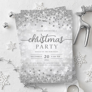 Elegant Silver Winter Diamonds jul Party Inbjudningar