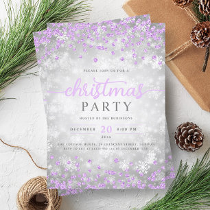 Elegant Silver Winter Diamonds Julens Lila Inbjudningar