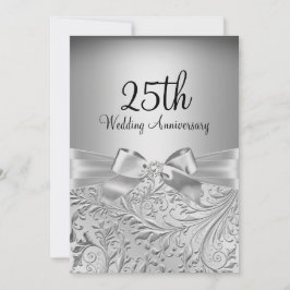 Elegant silverbåge blomvirvel 25-årsjubileum inbjudningar
