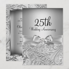 Elegant silverbåge blomvirvel 25-årsjubileum inbjudningar