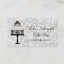 Elegant silverbagerivisitkort med tårtan visitkort