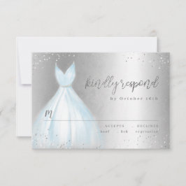 Elegant silverblå klänning quinceañera RSVP OSA Kort