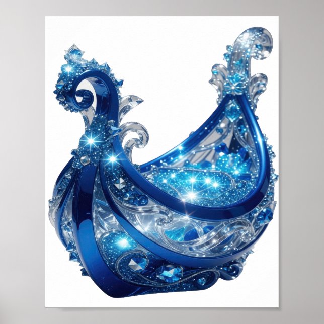 Elegant silverblå smycken poster (Framsidan)