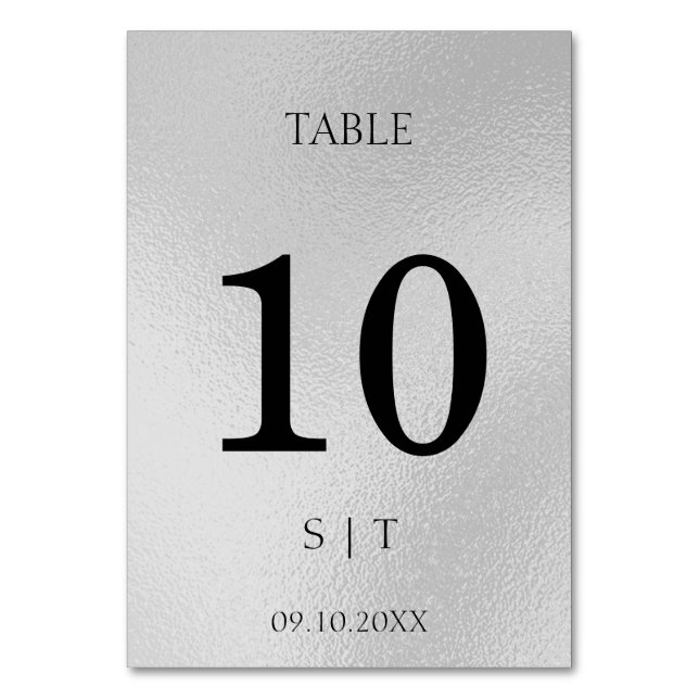 Elegant silverbröllopsbord nummer bordsnummer (Framsidan)