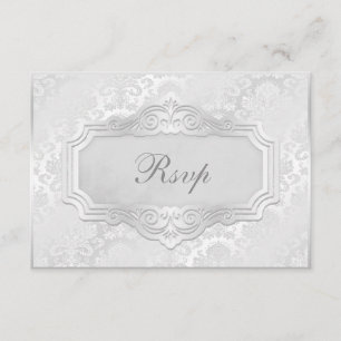 Elegant silverdamast bröllop RSVP Inbjudningar