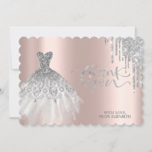 Elegant Silverdroppad Chic Klänning Roséguld Tack Kort