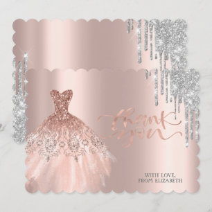 Elegant Silverdroppklänning Roséguld Tack Kort