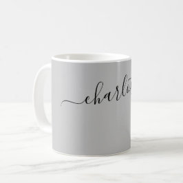 Elegant silverfärg modern personlig namn kaffemugg