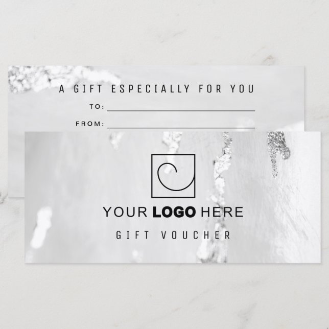 Elegant silverfolie gåvovoucher/ certifikat (Fram/baksida)