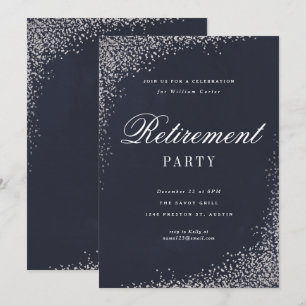 Elegant silverfolie skript pensionärsfest inbjudningar