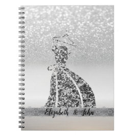 Elegant silverglitter-bokeh, klänning anteckningsbok