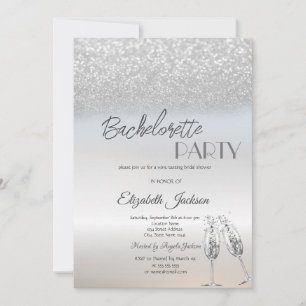 Elegant silverglitter bokeh möhippa inbjudningar